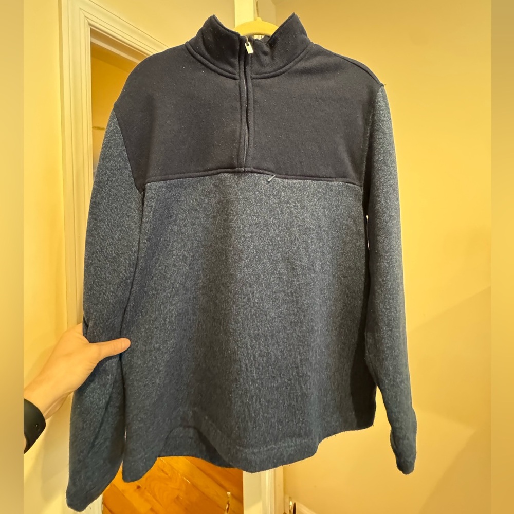 Van Heusen Two-Tone Navy Quarter-Zip Sweater Size L